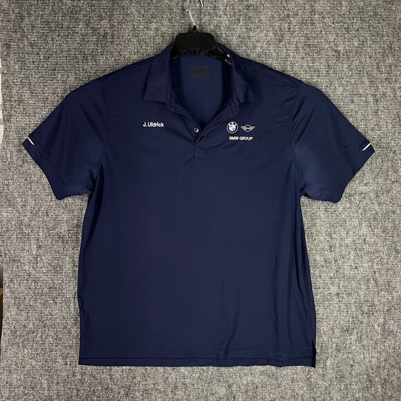 BMW Shirt Mens XL Mini Cooper Employee Polo Oobe Uniform Rugby Short-sleeve Blue - Picture 1 of 9